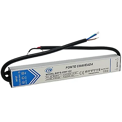Fonte de Alimentação para Fita LED 12V 3,75A 45W Bivolt IP67