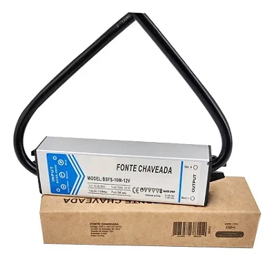 Fonte de Alimentação para Fita Led 12V 0,83A 10W Bivolt IP67