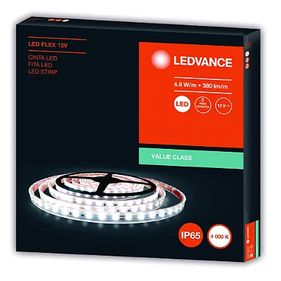 Fita de Led 12V 4,8W/m 4000K Branco neutro Osram 5mts IP65
