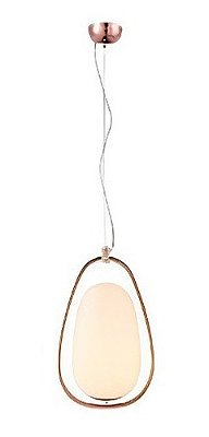 Pendente Oval Vidro Leitoso Ate 40w E27 Bivolt Cor Cobre