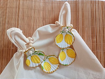 Porta Guardanapos Conchas Naturais - Limão Siciliano R$34,90 cd