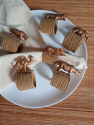 Porta Guardanapo Rústico Zoo Dourado R$ 32,90 cd