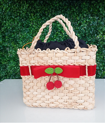 Bolsa De Mão Cereja Palha R$49,99