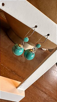 Brinco Bolinha Turquesa