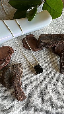 Colar Escapulário Zircônia Preta