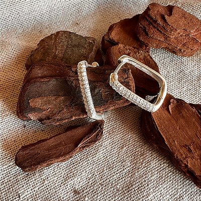 Argolinha Quadrada Zircônia - G