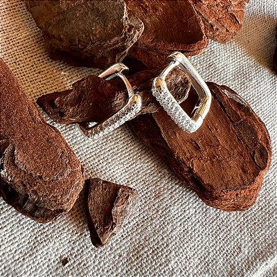 Argolinha Quadrada Zircônia - P