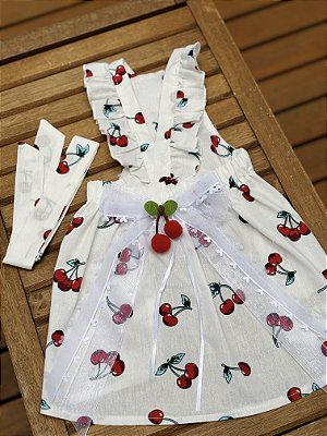 Vestido Cerejinhas com camisa de renda