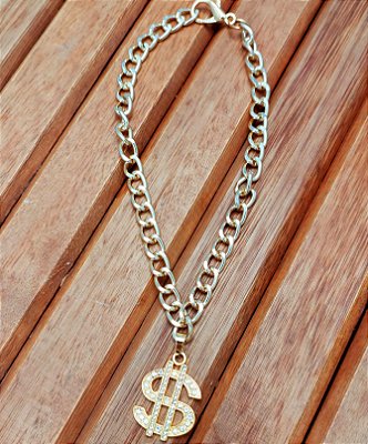 Corrente Cifrão com Pedrinhas Brilhantes