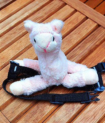 Peitoral Mascotes com Guia - Lhama Cor de Rosa