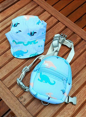Kit mochila e Boné Dinossauro