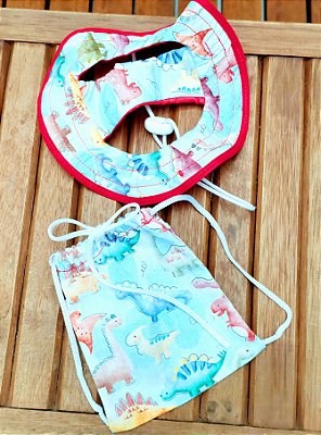 Kit Sacochila e Boné Dinossauro