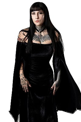 Vestido Longo Veludo Preto Morticia