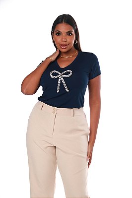 T-Shirt Laço com Strass C2678