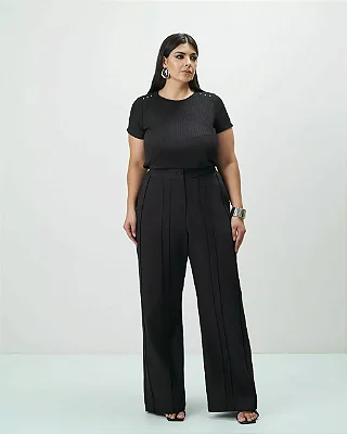 Calça Reta Com Nervuras 2554