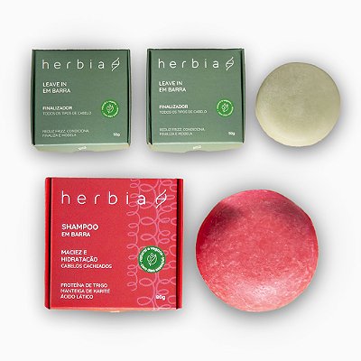 Kit Shampoo em Barra Cabelos Cacheados + Leave-In