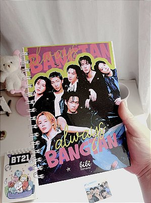Caderno Capa Dura BTS OT7 Always Bangtan A5 (15x21cm) | 96 Folhas | K-pop ARMY