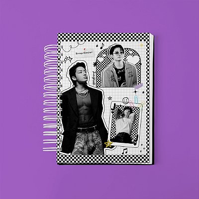 Caderno Capa Dura BTS Integrantes A5 (15x21cm) | Wire-o 96 Folhas | K-pop ARMY BTS Bangtan