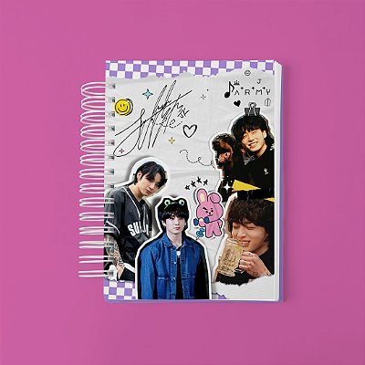 Caderno Capa Dura BTS Integrantes A5 (15x21cm) | Wire-o 96 Folhas | K-pop ARMY BTS Bangtan
