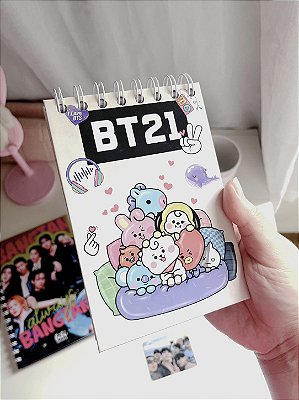 Bloco de Anotações BT21 10x15cm | Papelaria Fofa BTS 70 Folhas Wire-o | Presente para ARMY