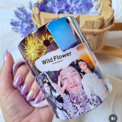 Caneca RM Wild Flower BTS 325ml em Porcelana | Kim Namjoon | K-pop ARMY