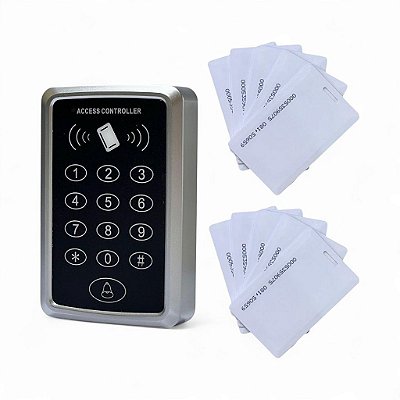 Kit Controle De Acesso Rfid 125khz Com 10 Cartões