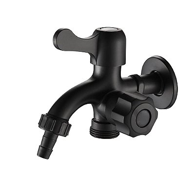 Torneira Metal Para Tanque Com Duas Saídas 1/4 Volta Preto
