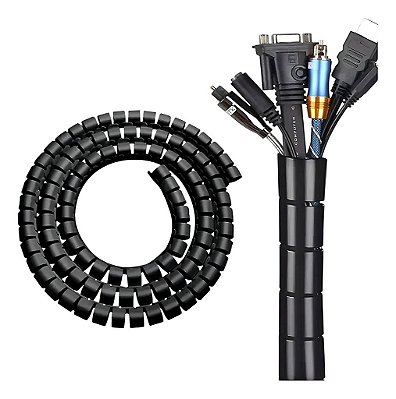 Organizador Cabos Espiral 6m - Preto 12mm 1/2