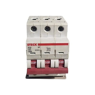 Disjuntor Din Tripolar Curva C 25A 415V - Steck