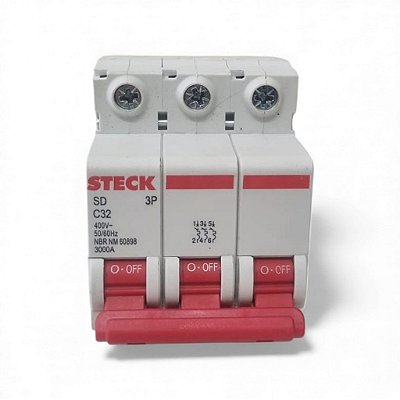 Disjuntor Tripolar 32a curva C Sdd63c32 Steck 400V