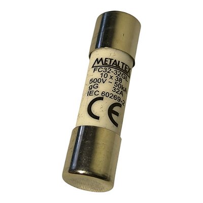Kit 10 Fusíveis Cilíndricos 32A- Modelo 10x38mm Metaltex