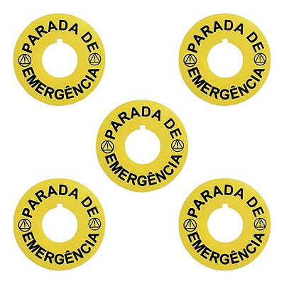 Kit 5 Unidade Etiquetas Botão Emergência 22mm Adequação Nr12
