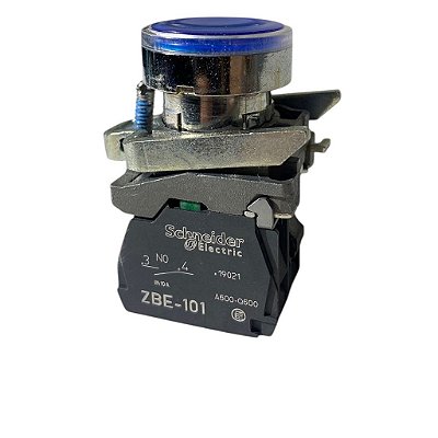 Botão Azul Metálico 24v Na+nf Xb4bw36b5 Schneider