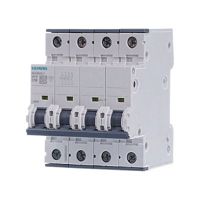 Disjuntor Tripolar 16A Siemens - 5SY66167 Curva C 6kA