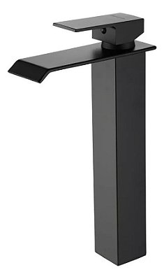 Torneira Banheiro Monocomando Cascata Preta Bica Alta