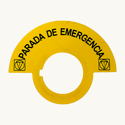 Kit 10 Etiqueta Emergencia Amarela para Botoeira - 22mm NR12