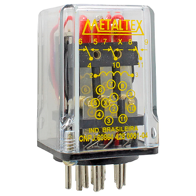 OP3RC66/11  Relé Encaixe 11 Pinos 3 Rev. 12v Com Led T3r