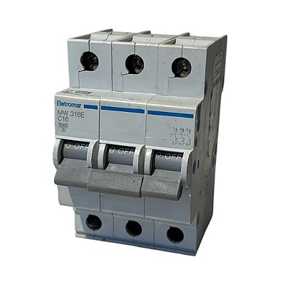 Disjuntor Termomagnético Tripolar 3 polos de 16A MW316E C16