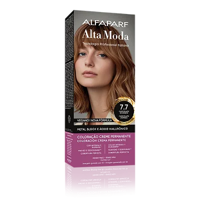 AlfaParf Alta Moda É Colore 7.7 Louro Médio Acobreado - Coloração Permanente