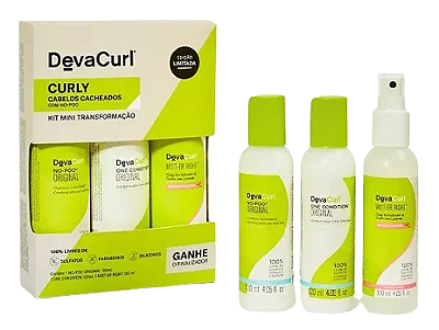 Deva Curl Curly KIT Mini Transformação para Cabelos Cacheados NO-POO 120mL