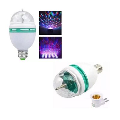 Lampada Giratória Rgb P/ Festas Bivolt + Adaptador Bivolt
