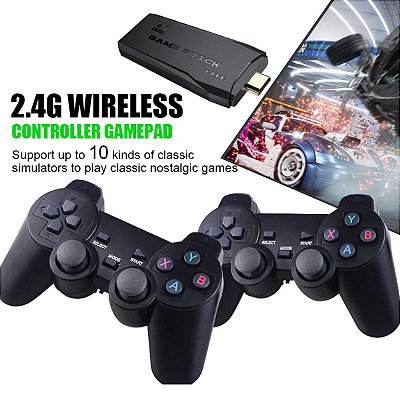 DAFUSHOP Videogame Stick 10mil Jogos 64gb 2 Controles Sem Fio Console Original P