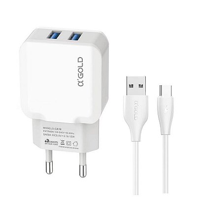 Carregador Rapido TIPO-C V8 Lightning Turbo Power Com 2 Usb 3.1A- ENVIO RAPIDO P