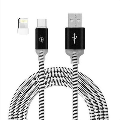 Cabo Lightning Preto Para iPhone E iPad Com Luz De Led 1 Metro