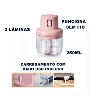 Mini Processador De Cozinha Doméstica, 250ml, Fixação Rápida Sem, USB
