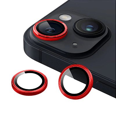 Protetor Lente de Câmera para iPhone Modelo:15 / 15 Plus;Cor:Vermelho (2557)