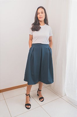 Saia Midi Plissada - Verde Musgo