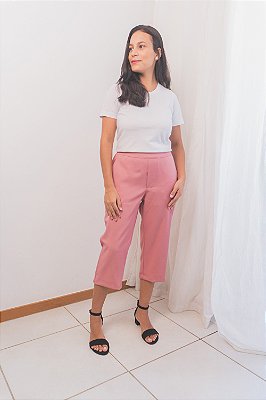 Calça pantacourt - rosé