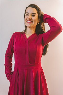 Vestido Midi Bordô –Dulce