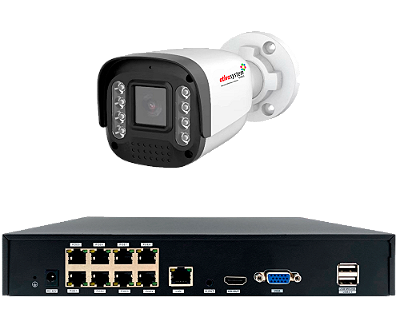Kit 02- NVR IP Megapixel, 8 canais IP POE + 8 Canais digitais